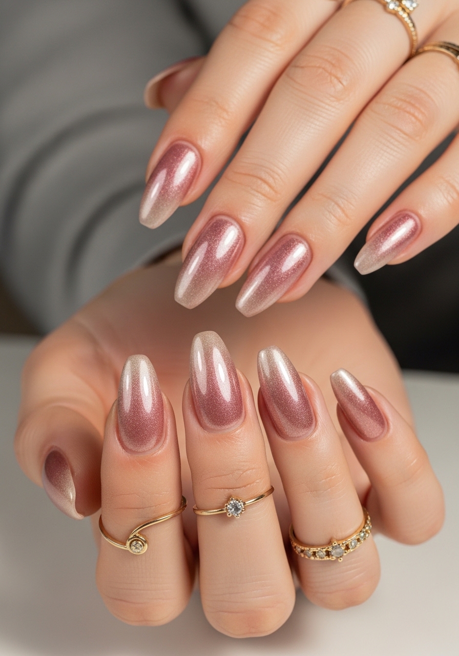 Roségold Cat Eye Nägel